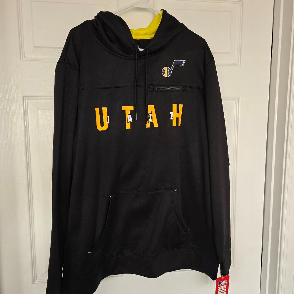 Utah Jazz Men's NBA Brand Pullover Polyester Hoodie Black Size 2XL NWT - Picture 1 of 8